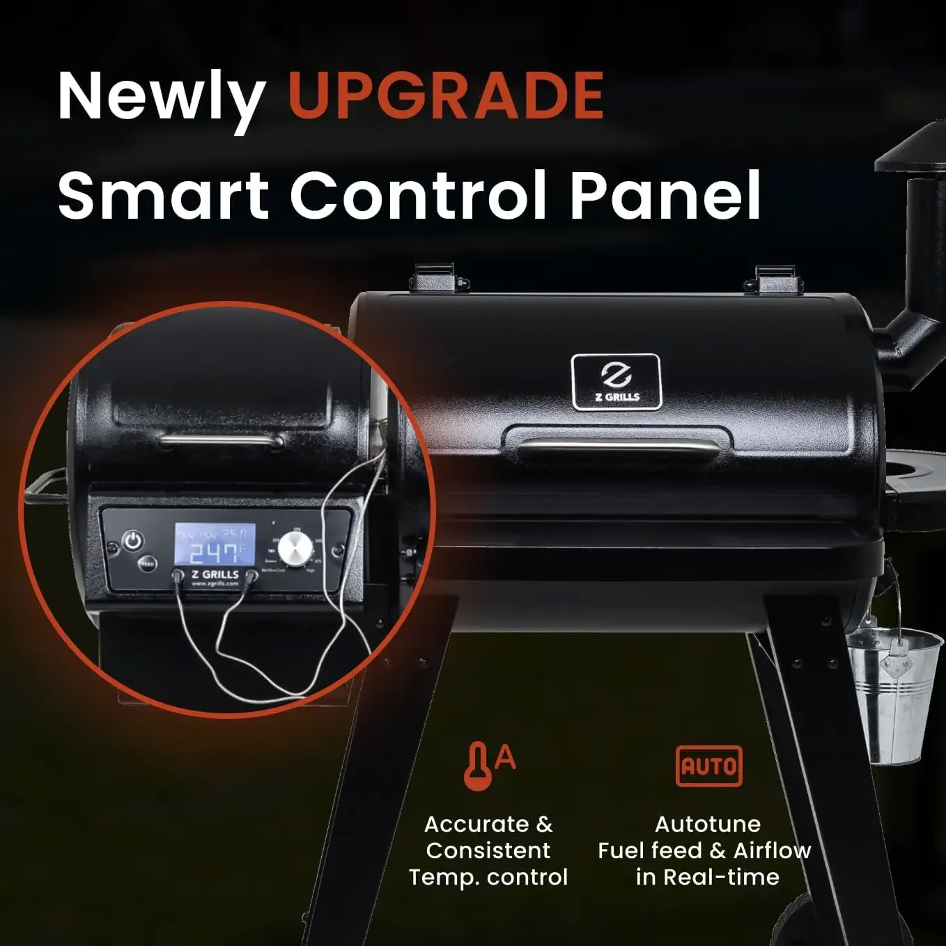 شواية ومدخن خشبية 450 أمبير مع وحدة تحكم PID V2.1، 450 متر مربع في منطقة الطبخ، مسبار اللحوم، شواية شواء 8 في 1 في 1 في الهواء الطلق