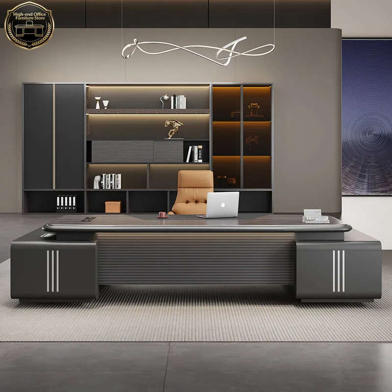 Intelligent electric lifting computer desk Minimalist luxury office Motion table boss CEO escritorios de computadora furniture