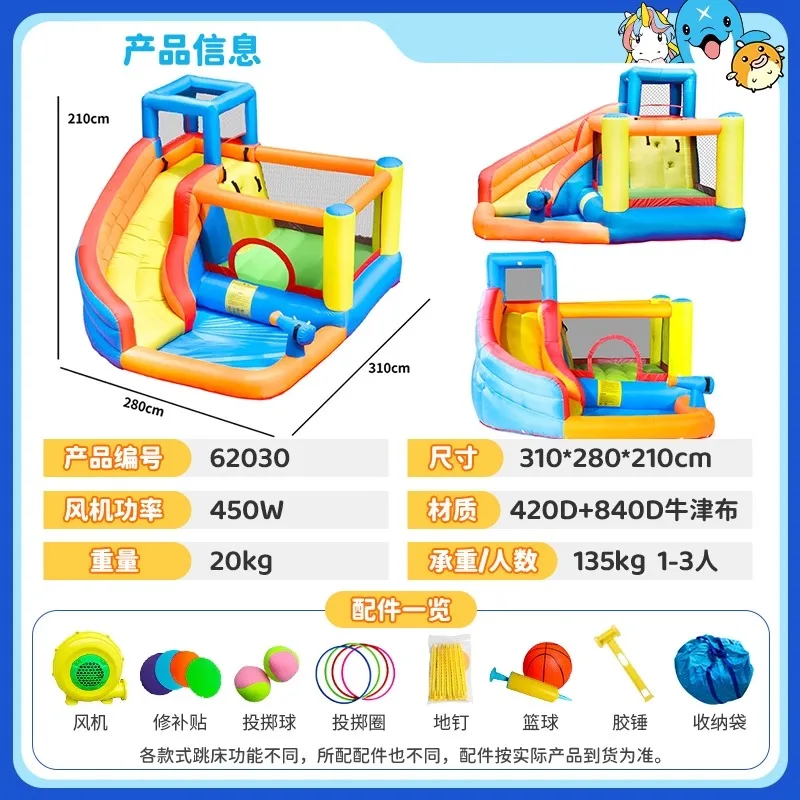 Doutor golfinho castelo inflável das crianças cama de salto casa castelo impertinente interior pequeno slide casa brinquedo de cama de salto