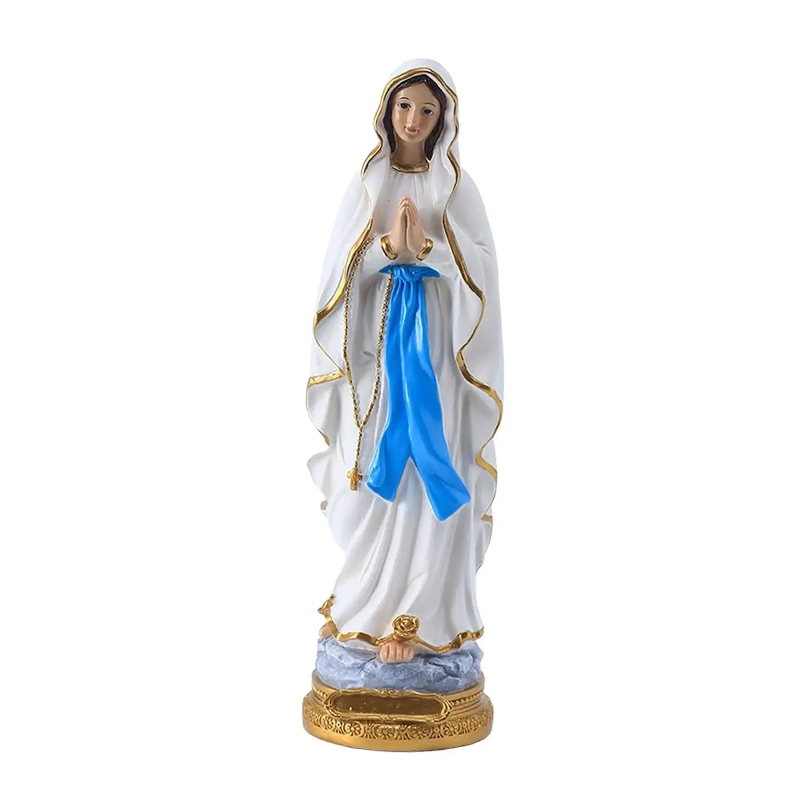 Resin Praying Madonna Virgin Mary Statue Sculpture Art Crafts Desktop Display Palms Together Virgin Mary for Ornaments Decor