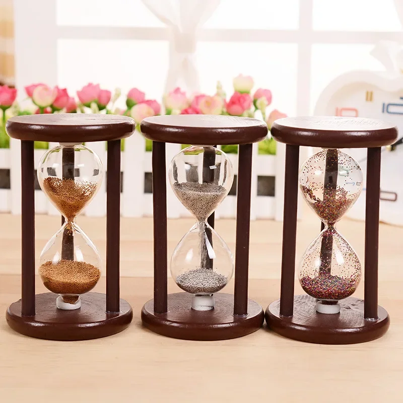 1PC Wooden hourglass retro simple dark flowing sand hourglass, student gift desktop timer creative small ornament home decor