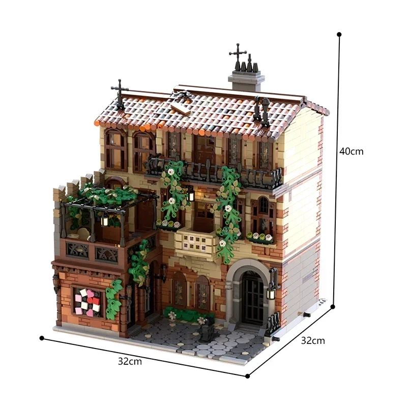 MOC Architecture Famous Attractions Balcony of Julieted Building Blocks Assembly Model MOC-131698 Village House Bricks Toy Gift