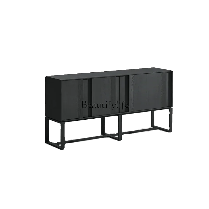 

05-*Simple wabi-sabi wind home living room locker Nordic modern solid wood storage Italian light luxury dining side cabinet