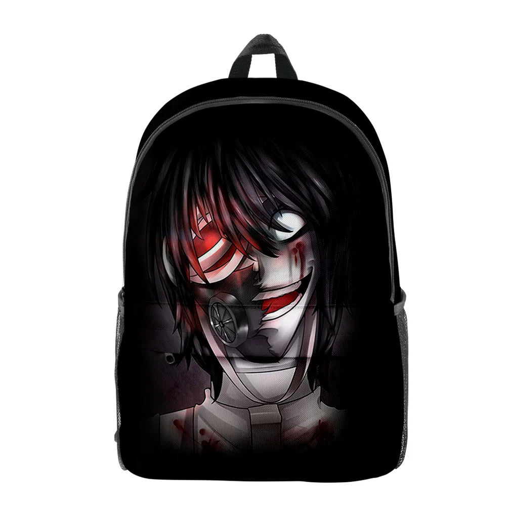 Jeff The Killer 2023. Plecak szkolny dla uczniów. Plecak unisex. Torba podróżna na zamek błyskawiczny. Torba w stylu casual. Torba w stylu Harajuku