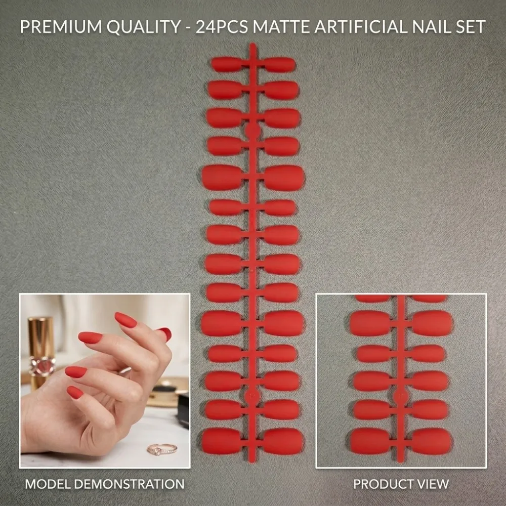 24PCS Minimalist Pure Black Matte Fake Nails Short Square Oval Full Cover Press on Nail Art Professional Manicure Tip
