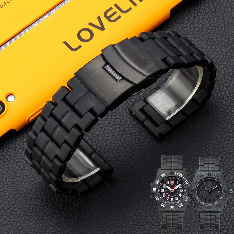 Carbon Fiber Plastic Steel Watch Band For Luminox 3050 3051 3080 8800 Series Watch Strap 23mm Black Lightweight Replace Bracelet