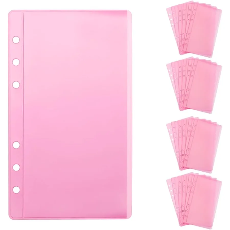 

24 конверты для наличных денег формата А6 без молнии, розовые карманы для папок формата А6, 3,5 x 6, рукава, защитная пленка для 6-кольцевых вставок-органайзеров для фотографий