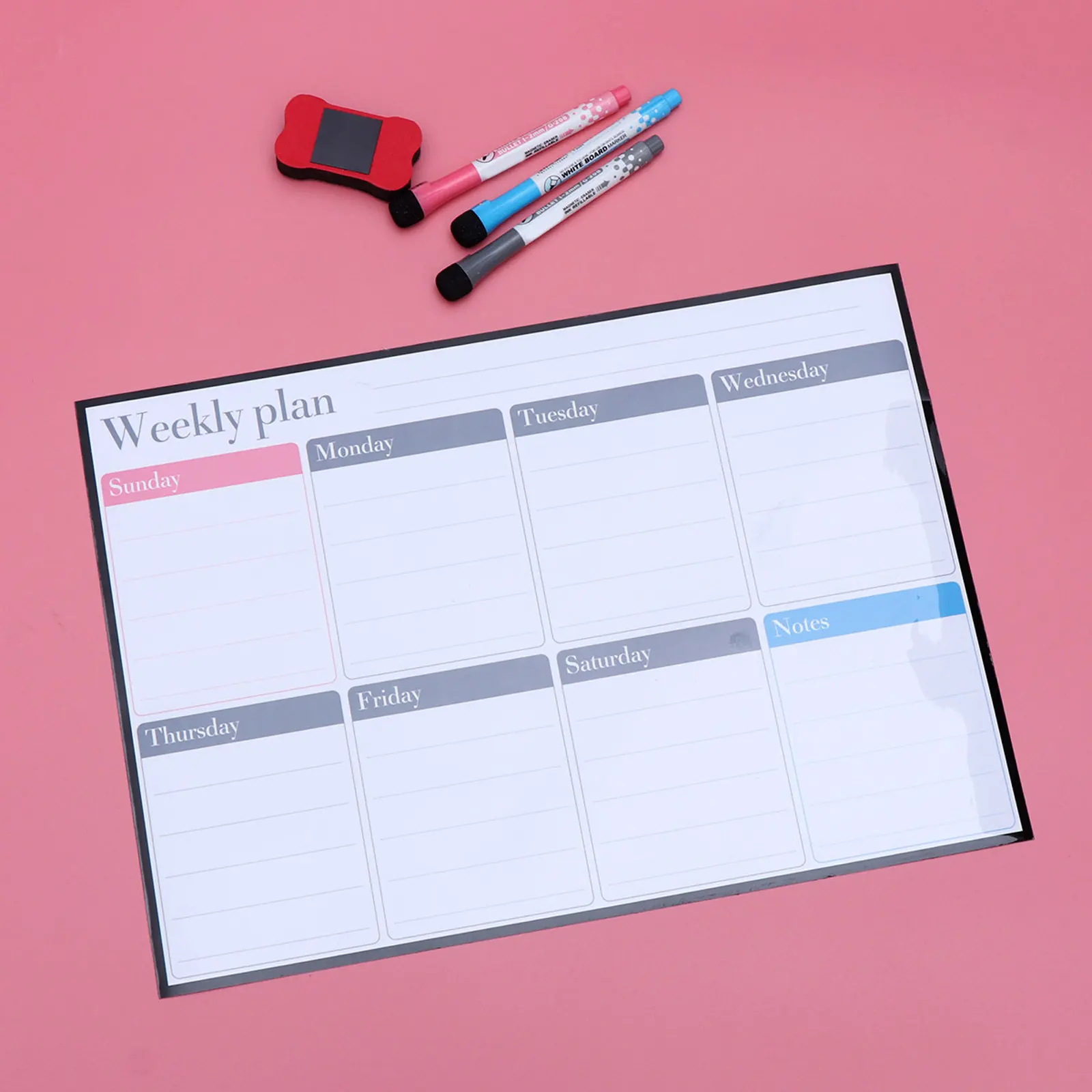 

1Set Magnetic Whiteboard Weekly Plan Flexible Pet Magnetic Board Notes Memo Reminder for Refrigerator Office Home