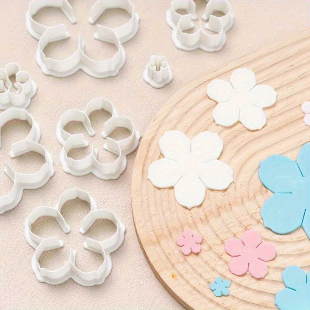 9PCS Multi-Size Flower Cookie Cutters Five & Six Petal Shapes Non-Stick Easy Release Molds for Baking Cake  & DIY Dessert Crafts