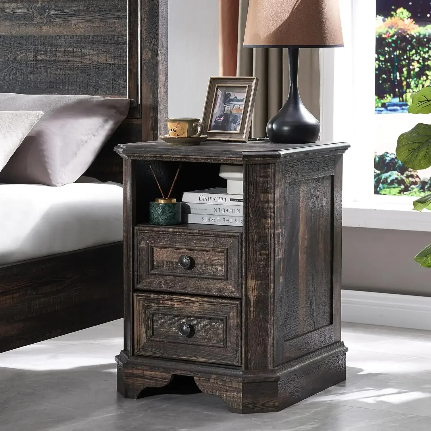 Farmhouse Nightstand with Charging Station, 18