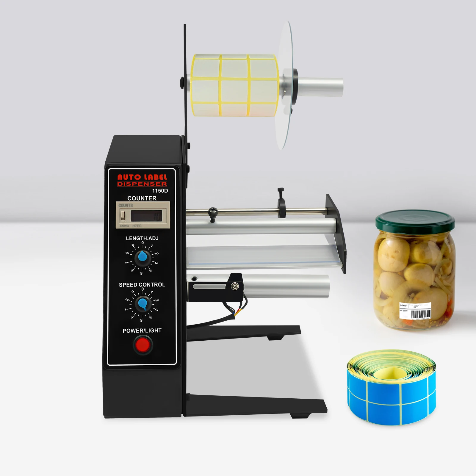 Automatischer Etikettenspender mit Zählfunktion, Etikettendrucker, Einstellbare 9 Geschwindigkeiten & Längen, Etikettenapplikator für Fabriken