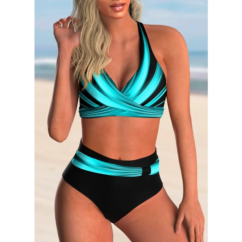 New European and American style split swimsuit, women's sexy bikini swimsuit, showing thin and show figure
