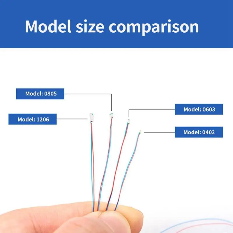 50 sztuk/zestaw 0805 1206 lampa SMD przewodowy mikro Litz Led wstępnie lutowany Chip przewodowy 3V zabawkowy Model światła kolejowego DIY przewody