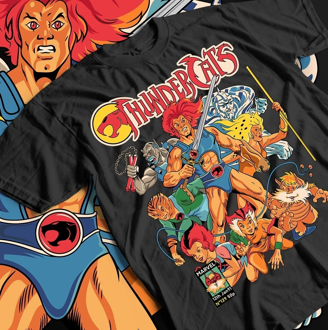 2026 Summer Men's Thundercats Anime T Shirt Pure Cotton Unisex Tee Vintage Retro Cartoon Shirt, 80s Animation Fan