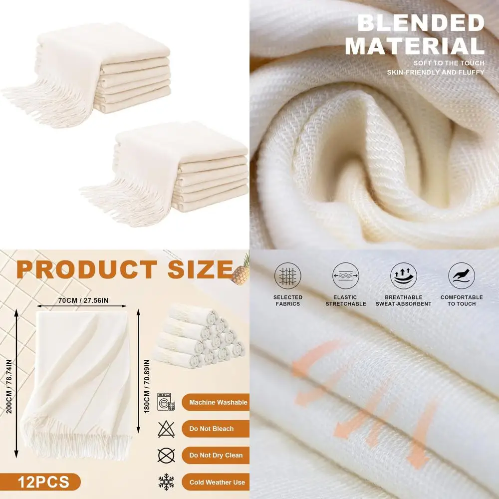 

Bulk 12 Pack Wedding Shawls with Fringes - Outdoor Bridal Favors for Guests