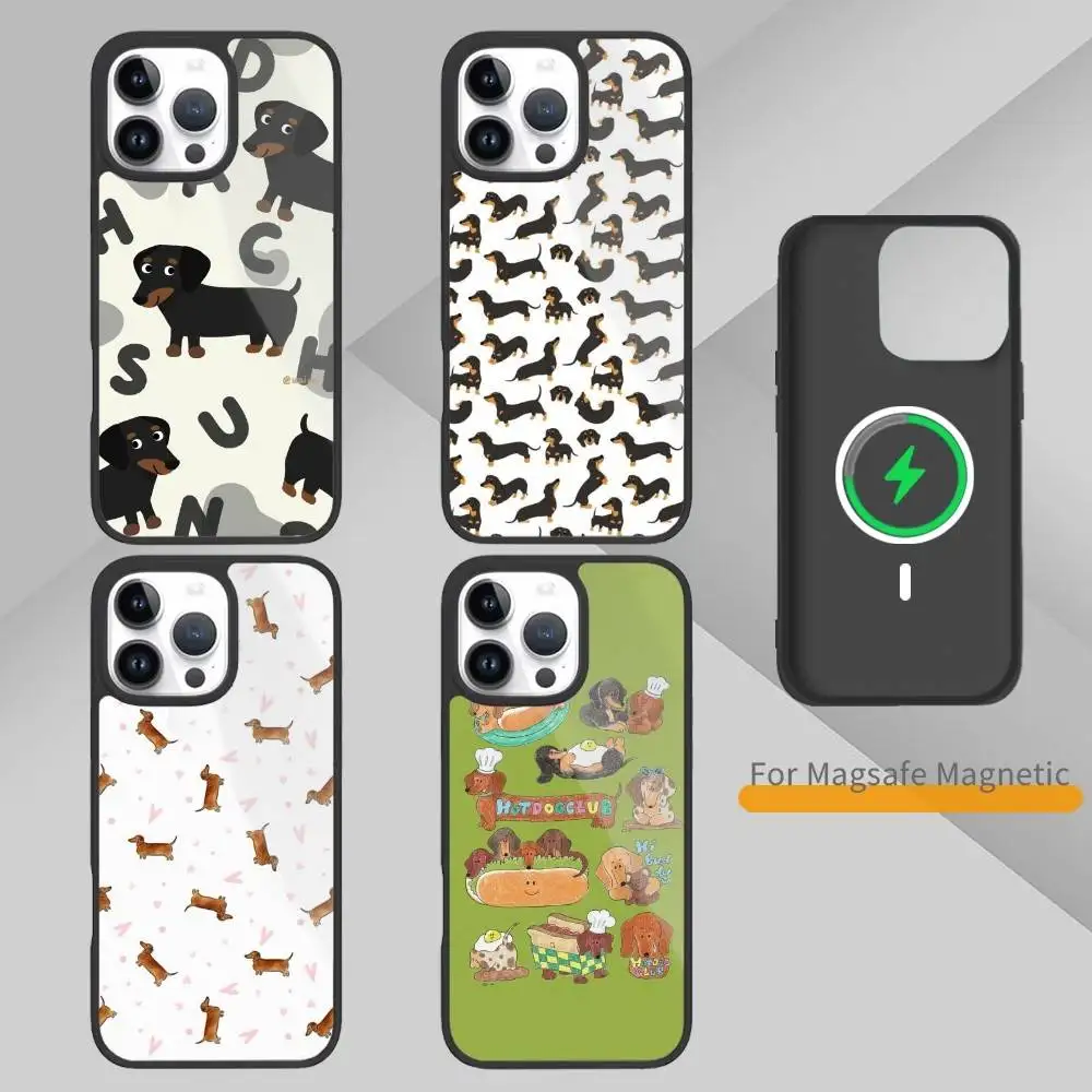 

Cartoon Cute Dachshund Phone Case For iPhone17,16,15,14,13,12,11 Plus,Pro Max Magnetic Magsafe Wireless Charging