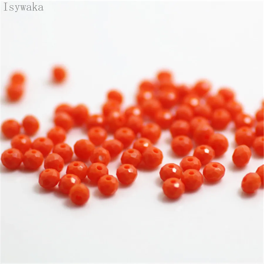 Isywaka Coral Red Colors 3x4mm 125pcs Rondelle Austria faceted Crystal Glass Beads Loose Spacer Round Beads Jewelry Making