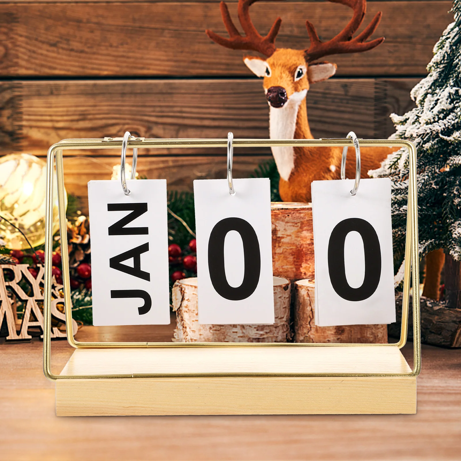 

Vintage Home Decor Wooden Calendar Ornaments Desk Calendars Cute for Decorative Block Golden Office