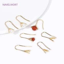 Trendy 18k Gold Plated Metal Teardrop Ear Wire Earring Hooks With Pinch Mounting DIY Crystal Earrings Jewelry Making Accessories