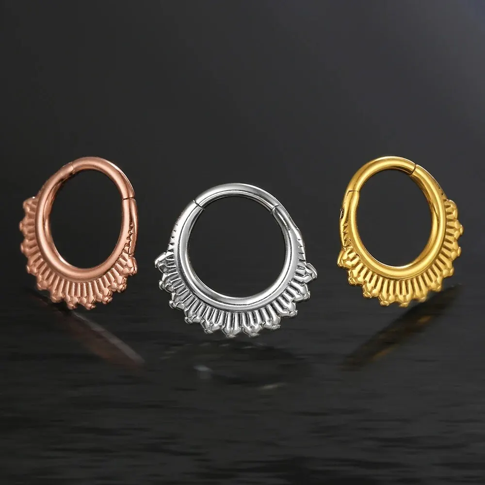 1PCS 316 Surgical Stainless Steel Nose Rings Cartilage Hoop Segment Septum Rings Clickers Piercing Women Body Jewelry