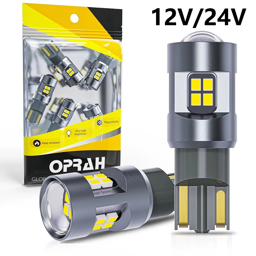 

Автомобильные светодиодные лампы Oprah T10 Socket W5W Canbus без ошибок 12 В 24 В купольные лампы для салона грузовика 194 168 6000k белые боковые габаритные огни