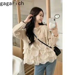 Gagarich Women Korean Versatile New Loose Soft Sticky Milk Brown Top Sweet Heavy Sweater Cardigan Outerwear Ins Clothing