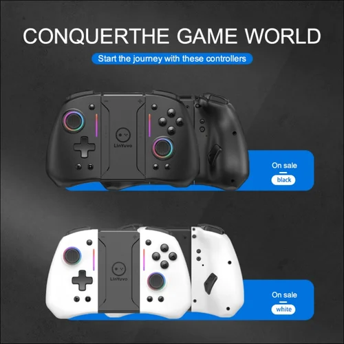 Mando inalámbrico para Switch Joycon izquierdo y derecho con luces de colores, botón trasero con detección corporal de seis ejes, función de despertador para interruptor