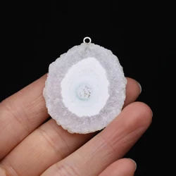 1PC Natural Stone Crystal Cluster Pendant Irregular White Druzy Agate Charms for DIY Necklace Making Jewelry Accessories Gift