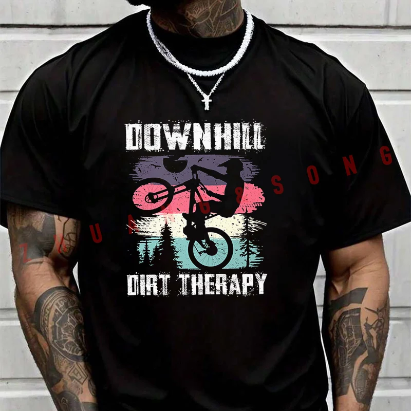 

Мужская модная футболка Downhill Dirt Therapy, повседневные модные футболки для лета, удобные топы с короткими рукавами