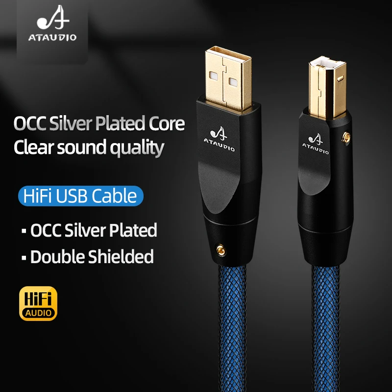 ATAUDIO HiFi Kabel Audio USB Typ C do B Hi-End OCC Posrebrzany Kabel Audio USB C-C A-C A-B do DAC i Wzmacniacza — zdjęcie produktu 6