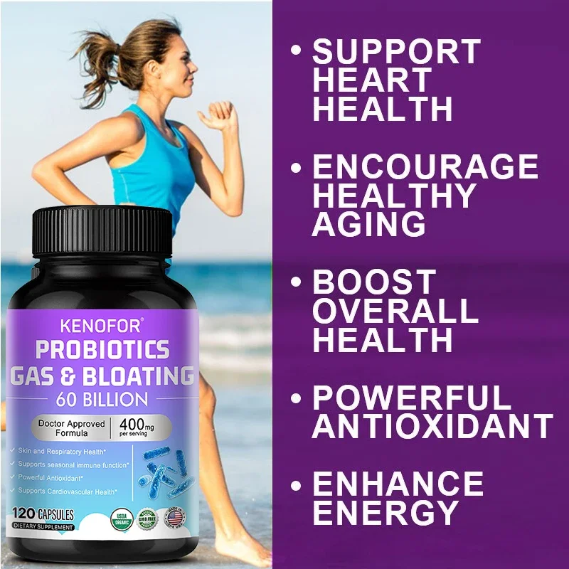 Gut Health Supplement - Immune Antioxidant Weight Loss Cleansing Detox Probiotics 60 Billion CFU Capsules