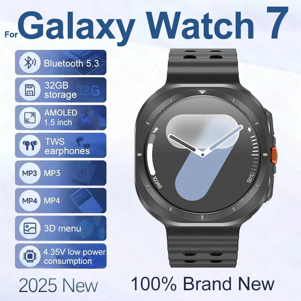 

2025 New For Samsung Galaxy Watch 7 Ultra Smart Bracelet Men 32GB Memory GPS Trackr NFC AMOLED Screen Bluetooth call Smartwatchs