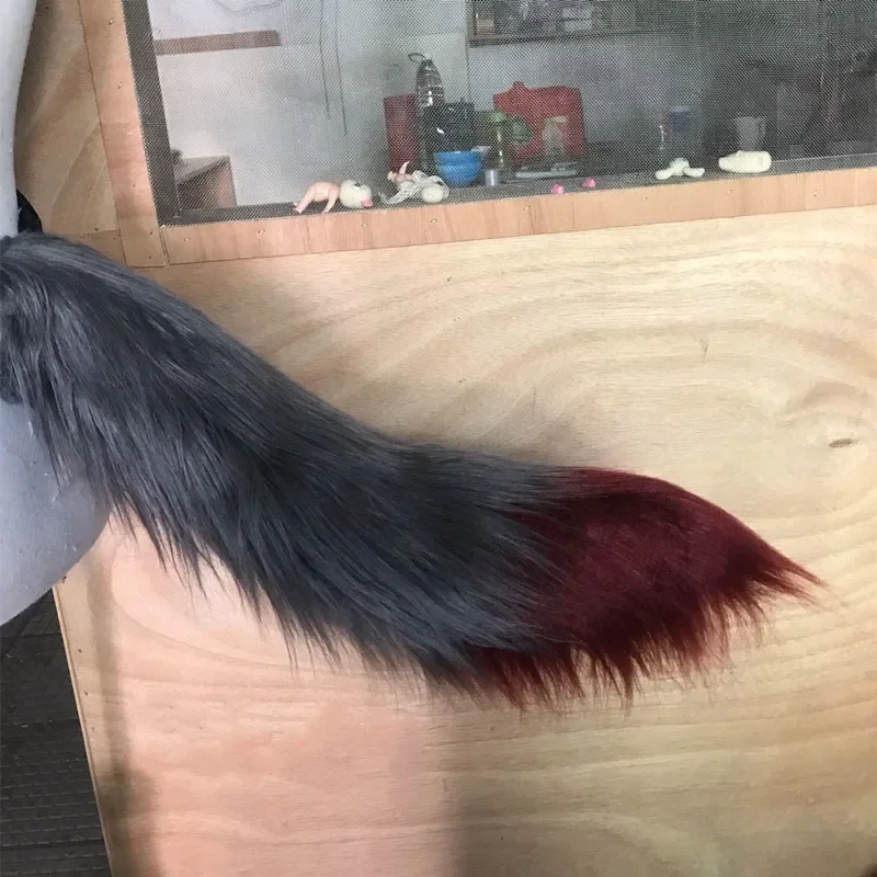 Game Arknights Texas Cosplay Prop Gray and Wine Red Plush Tail Ears New Skin Cosplay Props Accessories for Halloween Christmas