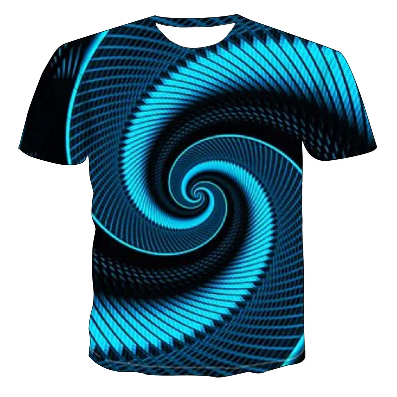 Fashion Interesting Paisley graphic t shirts Summer Three-dimensional Whirlpool Pattern T-shirt Casual Personality Print t shirt