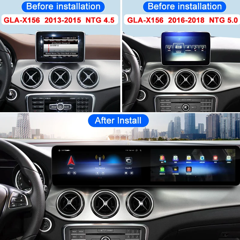 For Mercedes Benz A class CLA-C117 GLA-X156 2013-2014-2019 Android 13.0 24.6inch Car Radio Multimedia Video Player GPS Carpet