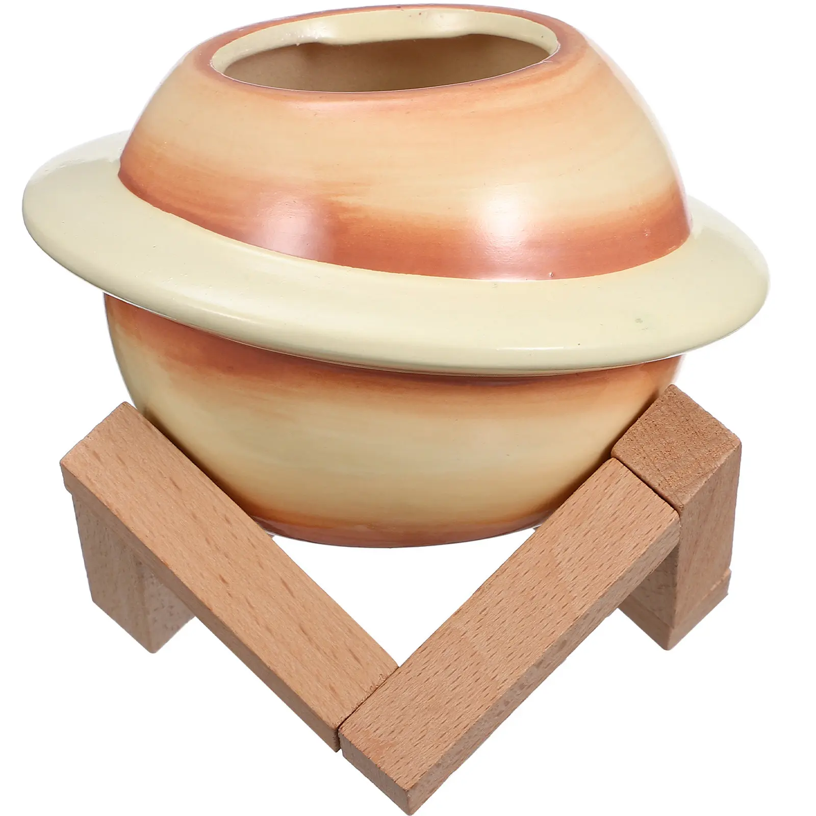 1Set Ceramic Planet Flower Pot Multi Functional Small Planter for Succulents Cactus Bonsai No Drain Hole Desktop Decor