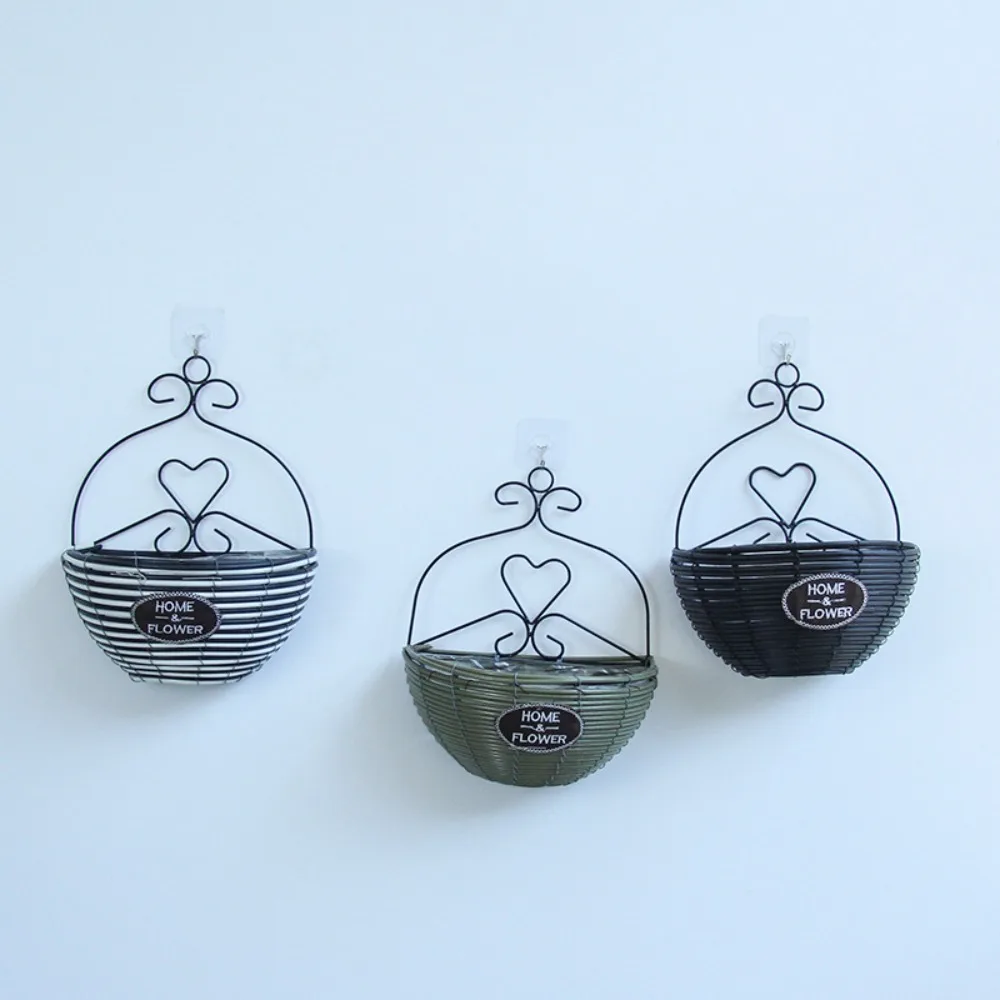 

Портативная корзина с цветами из искусственного ротанга, большая утолщенная настенная подвесная корзина ручной работы своими руками снаружи