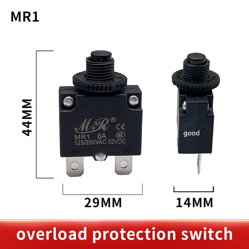 1PCS thermal switch circuit breaker MR1 3A,4A,5A,6A,7A,8A,10A,15A,16A,18A,20A,25A,30A overload switch overload protector