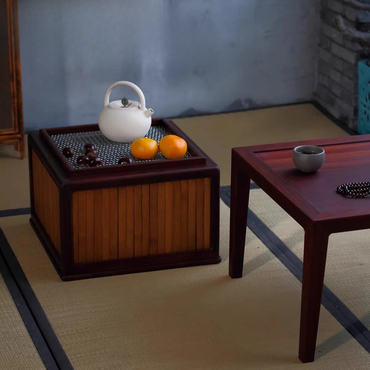 Cooking tea around the stove rosewood frame Nanzhu tea table