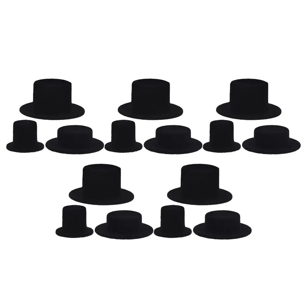 15Pcs Black Flocking Mini Clown Hats Soft Comfortable Material for Craft Decorations Mini Hats for Crafts