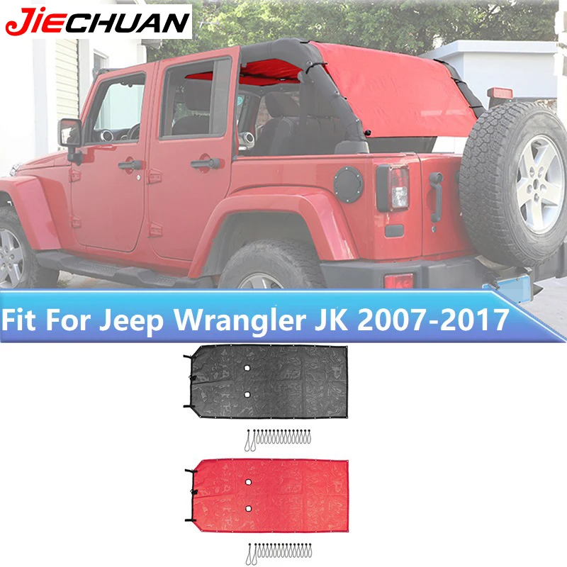 

JIECHUAN PVC Car Roof Top Anti UV Sunshade Mesh Cover Heat Insulation Net Accessories Fit For Jeep Wrangler JK 2007-2017 4-Doors