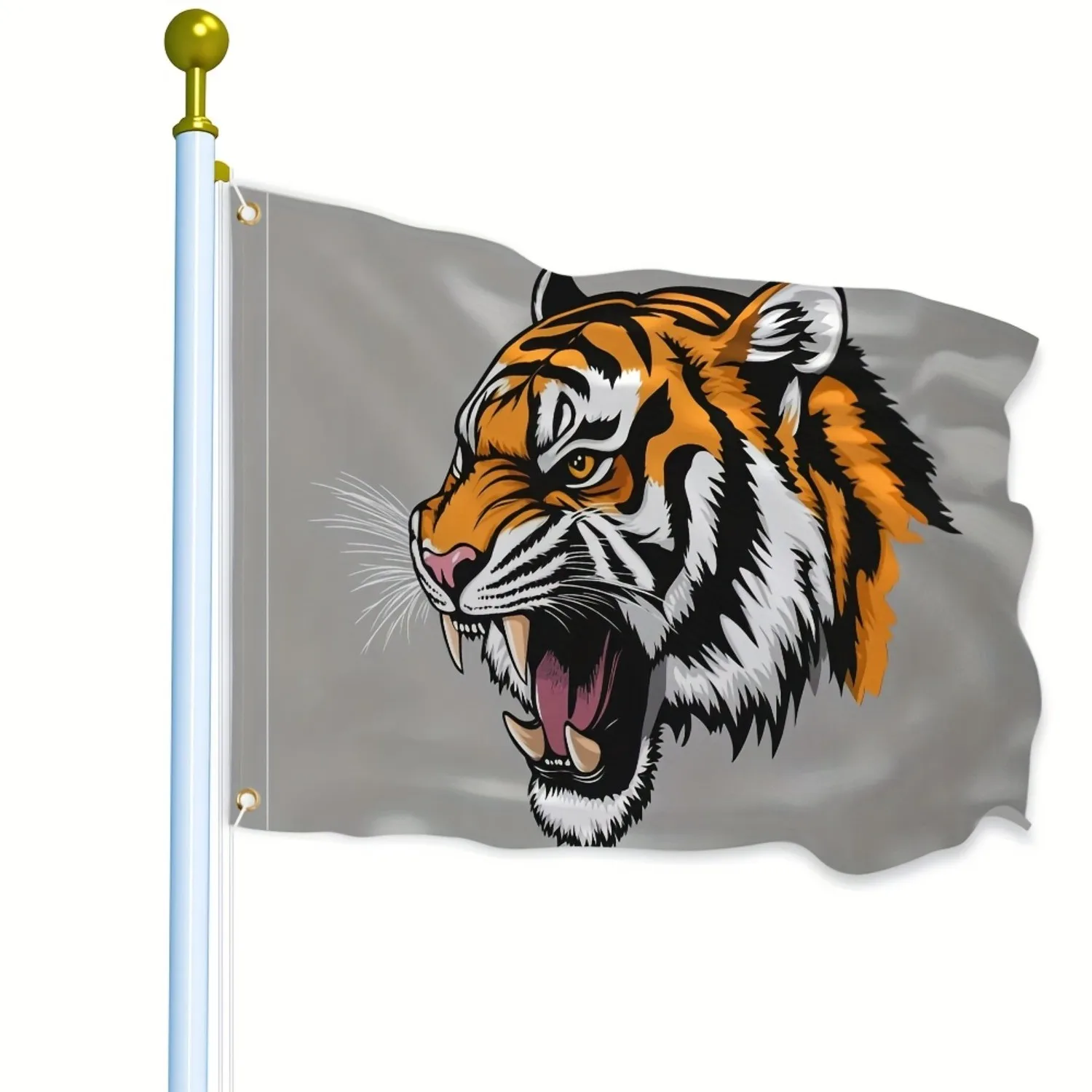 Vibrant Orange White Tiger Head Flag 100% Polyester Durable Weather-Resistant for Home Garden Outdoor Decor