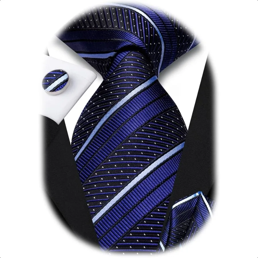 

HiTie Silk Ties for Men Plaid Paisley Striped Necktie Pocket Square Cufflinks Set Formal Business
