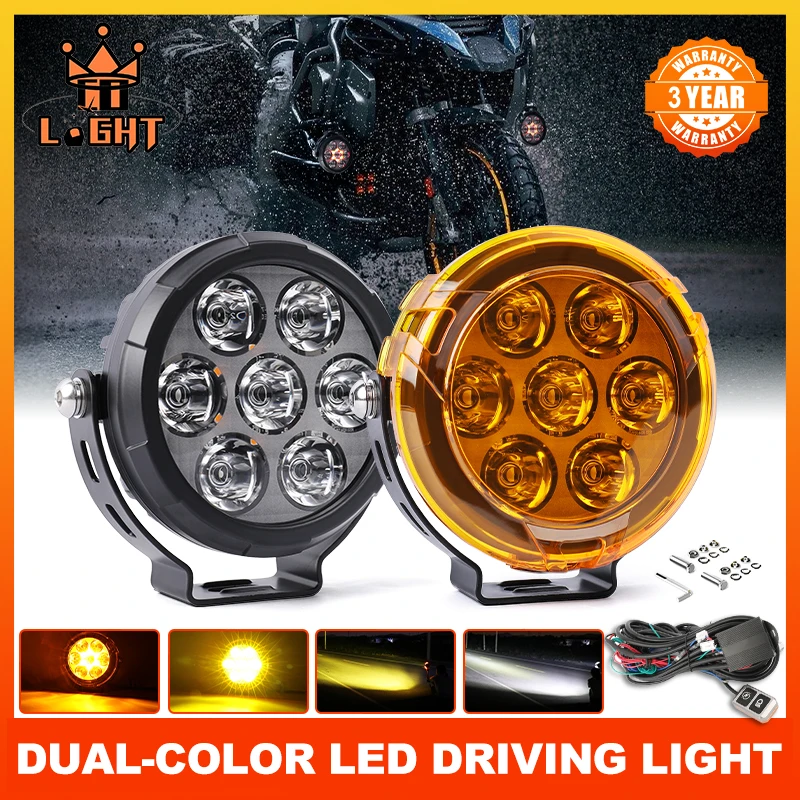 HAOLIDE 4.5 INCH Work LED Light 6500K 3500K DRL Upgrade Warning Fog Light Flash Lamp For Motorcycle Tractor UTV ATV 12V 24V