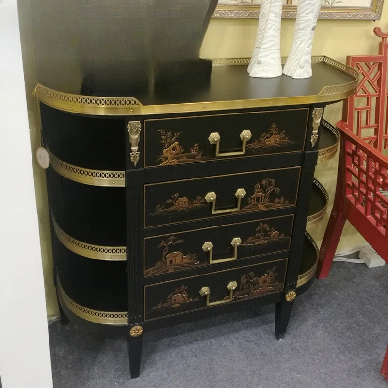 

European French hand-painted neoclassical entrance cabinet, side cabinet, storage cabinet with drawers, entrance hall cabinet