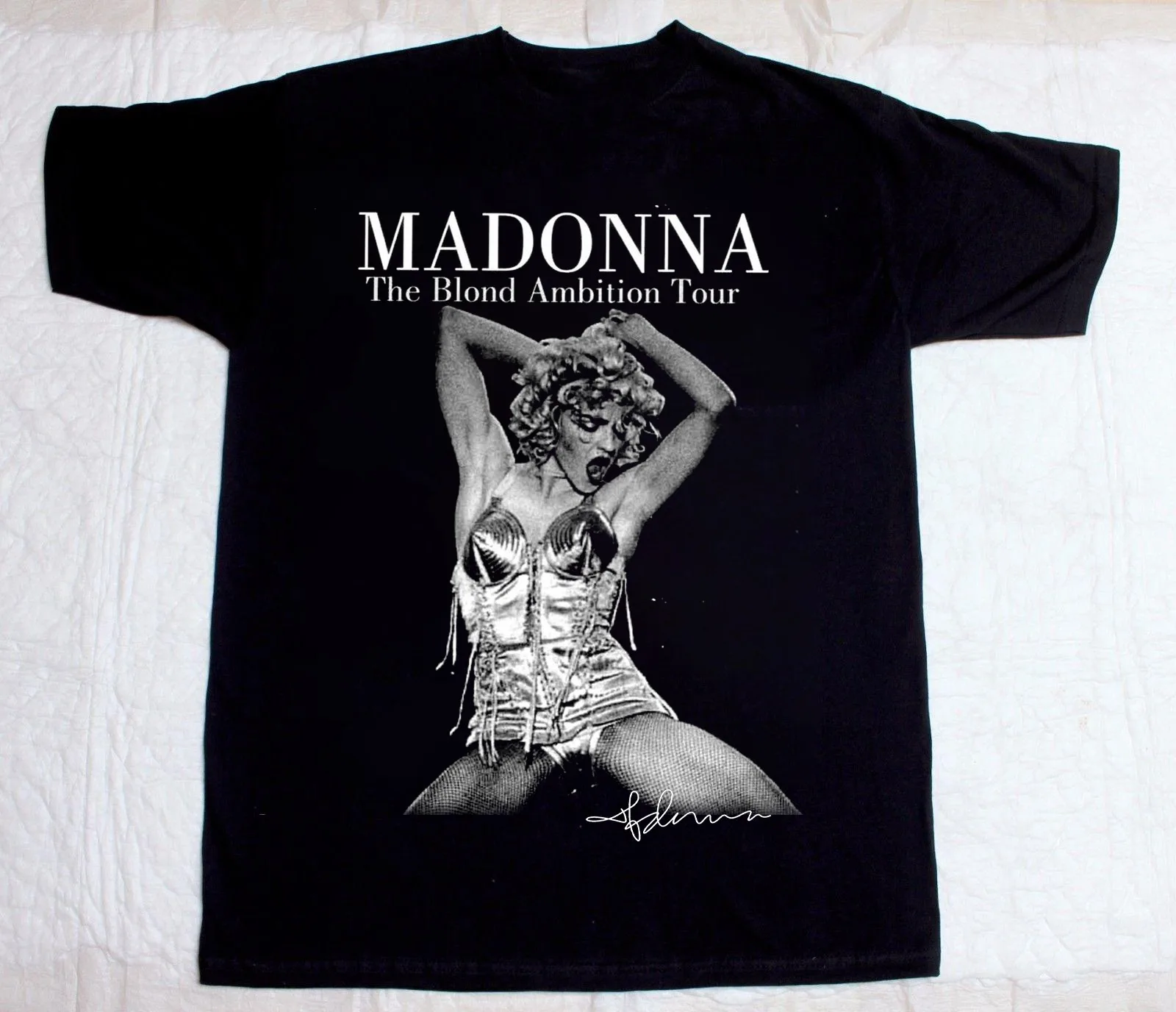 Regalo Madonna Tour per t-shirt ventaglio cotone nero Unisex S-3XL