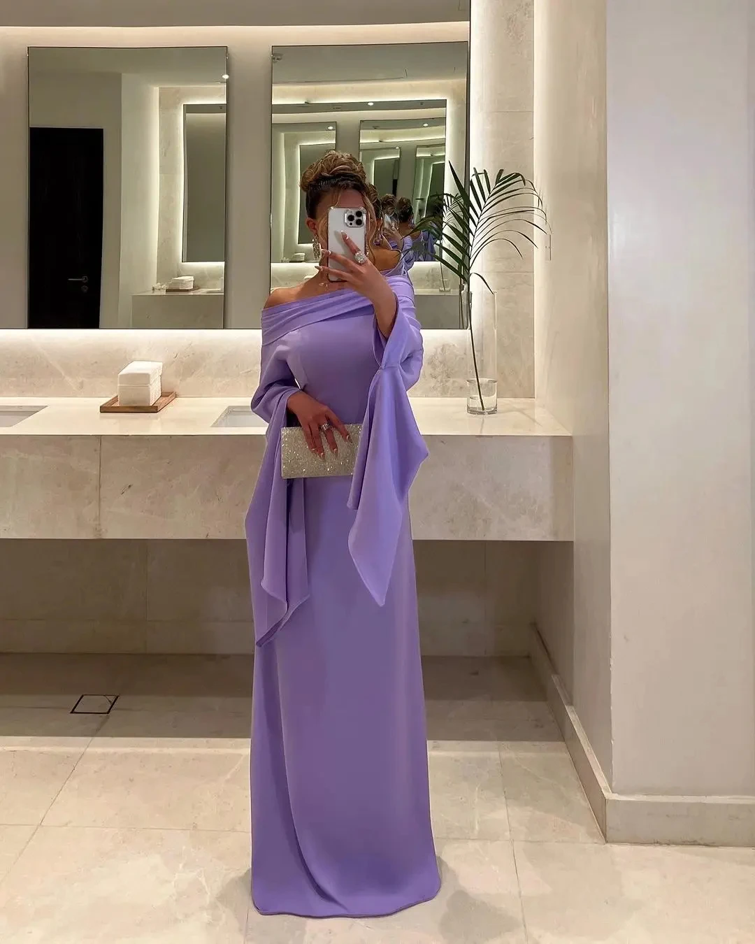 

Scoggins فساتين سهرة Long Sleeves Prom Dresses Off The Shoulder vestidos de novia Back Zipper Pleated Floor Length Party Dresses