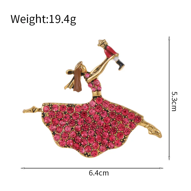 Luxury Ballet Girl Dancing Brooch Shiny Rhinestone Creative Gymnastics Character Female Costume Accessory Pin Jewelry Gift