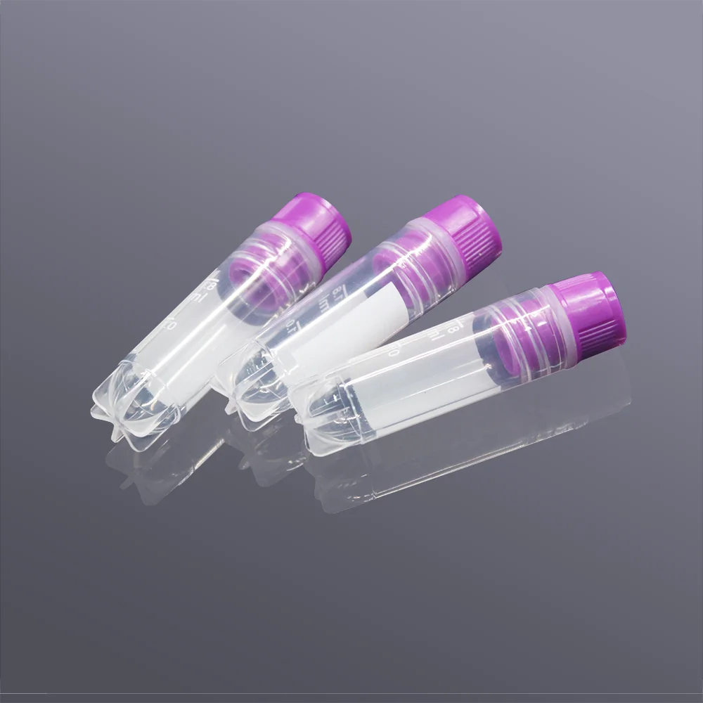 50pcs Disposable Freezing Tube Cryogenic Vial Round-bottom Self-standing Internal Thread Sterile with Screw Cover Freezing Tube