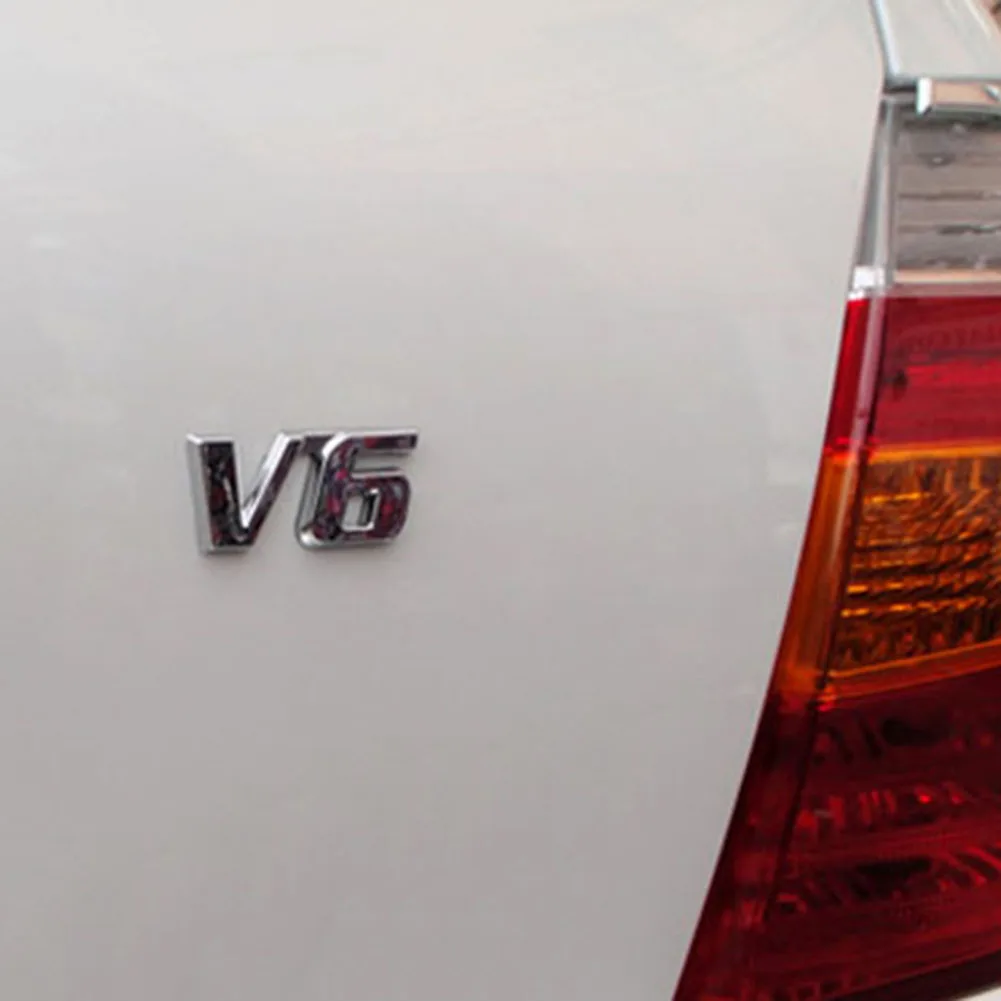 

3D Chrome Metal V6 Car Auto Tailgate Sticker Trunk Lid Emblem Badge Decal